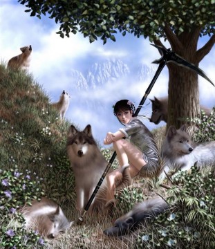 Wolf Painting - scythe wolf cg